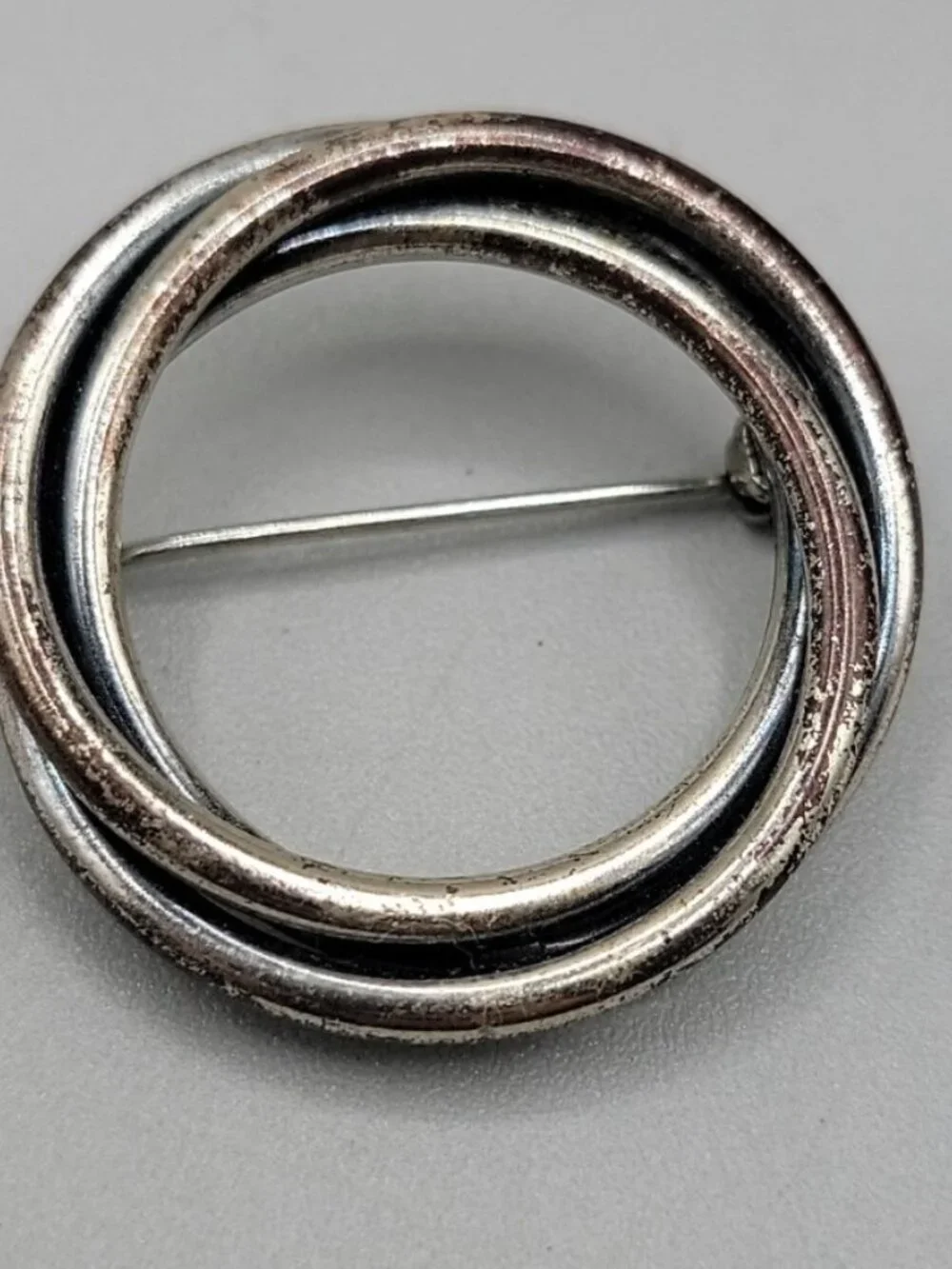 Vintage Beau Sterling Silver Open Twisted Circle Brooch 925 1950s Designer Pin